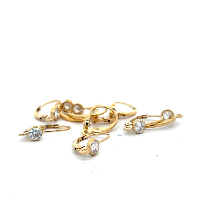 17mm Leverback with 4mm CZ- 14kt Gold Filled - One Pair