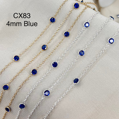 CX83 - 4mm CZ Bezel Station Chain by the foot