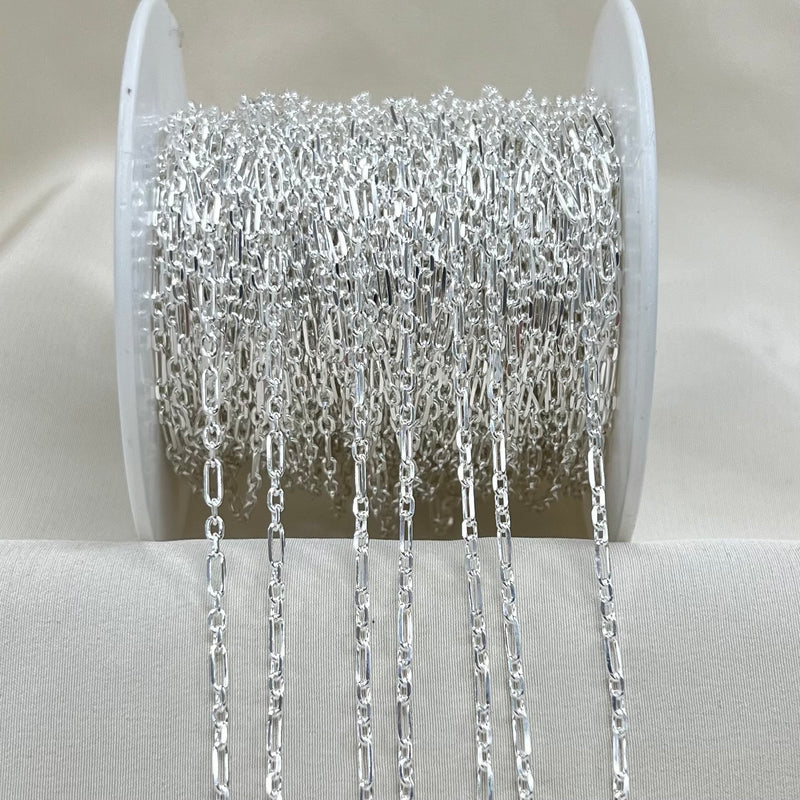 CX109 - Long + Short Thick Paperclip Sterling Silver Chain by the foot