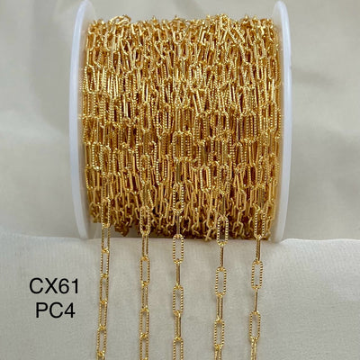 CX61-PC4: 3mm Textured Paperclip #4 Chain By the Foot