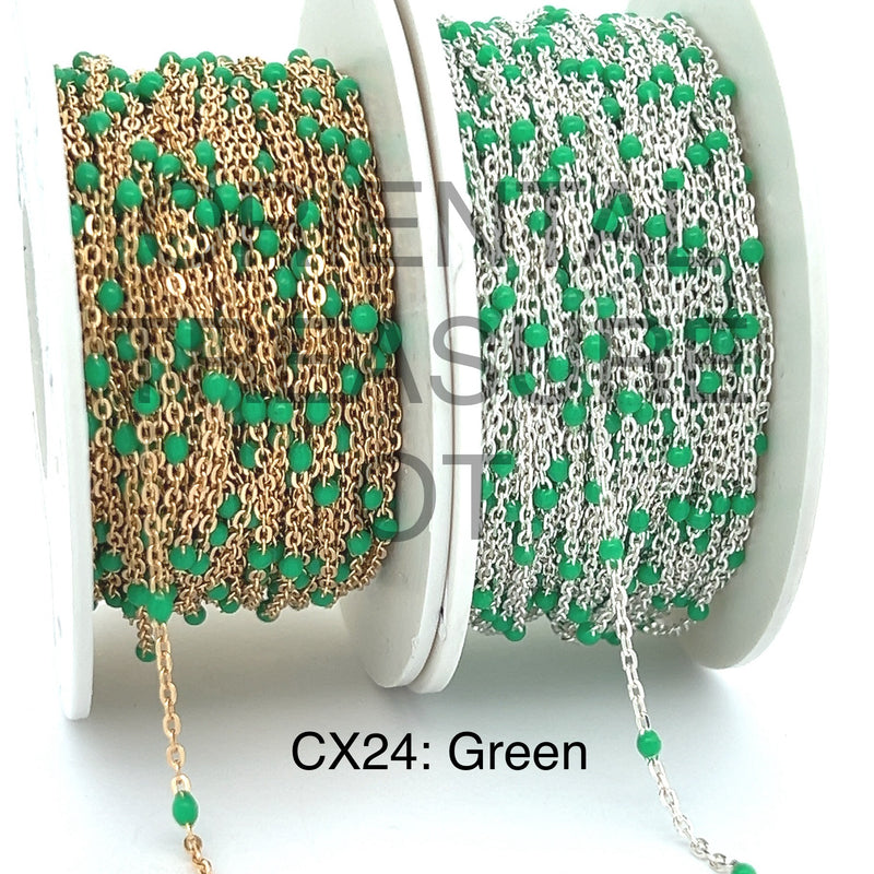 CX24: 15mm Space Enamel Satellite Chain by the foot (24GA Jump Ring)