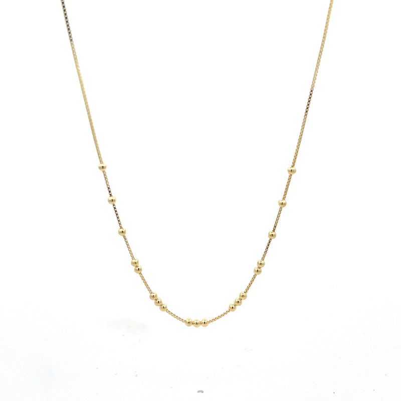 Dainty Beaded Box Chain - Sterling Silver Gold Plated