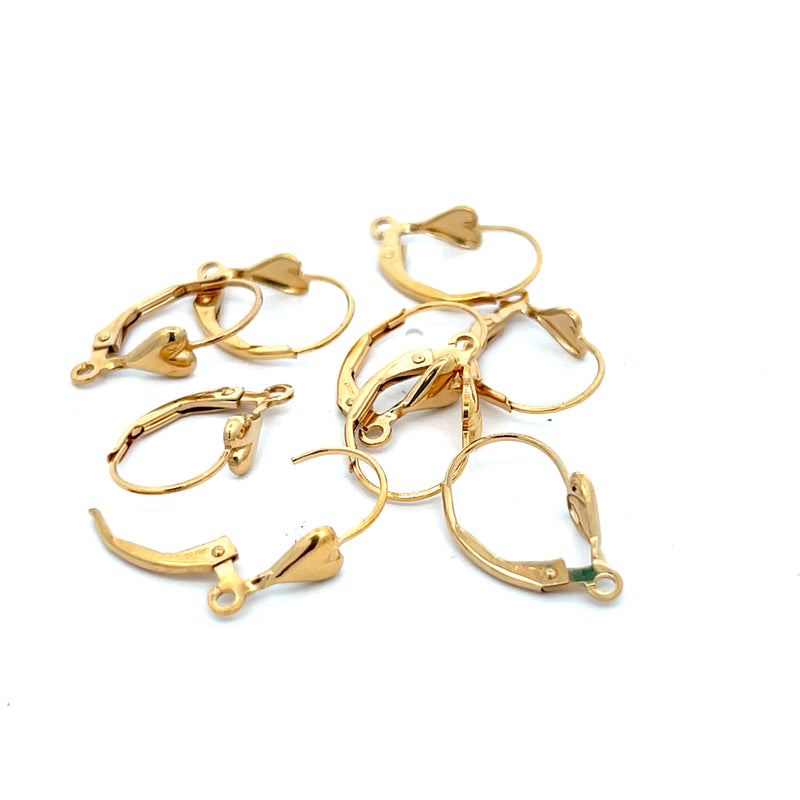 17mm Heart Leverback 14kt Gold Filled - One Pair