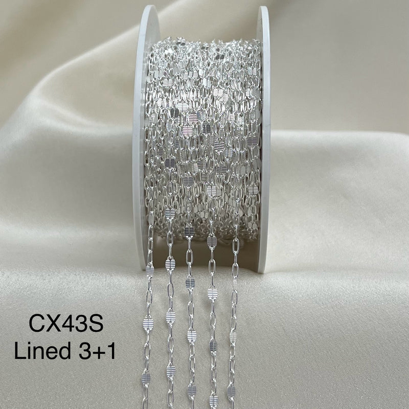 CX43S (3+1): 2.6mm Lined + Paperclip Chain By the Foot