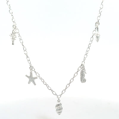 Beach Babe Charm Necklace - Sterling Silver 63896P - Net