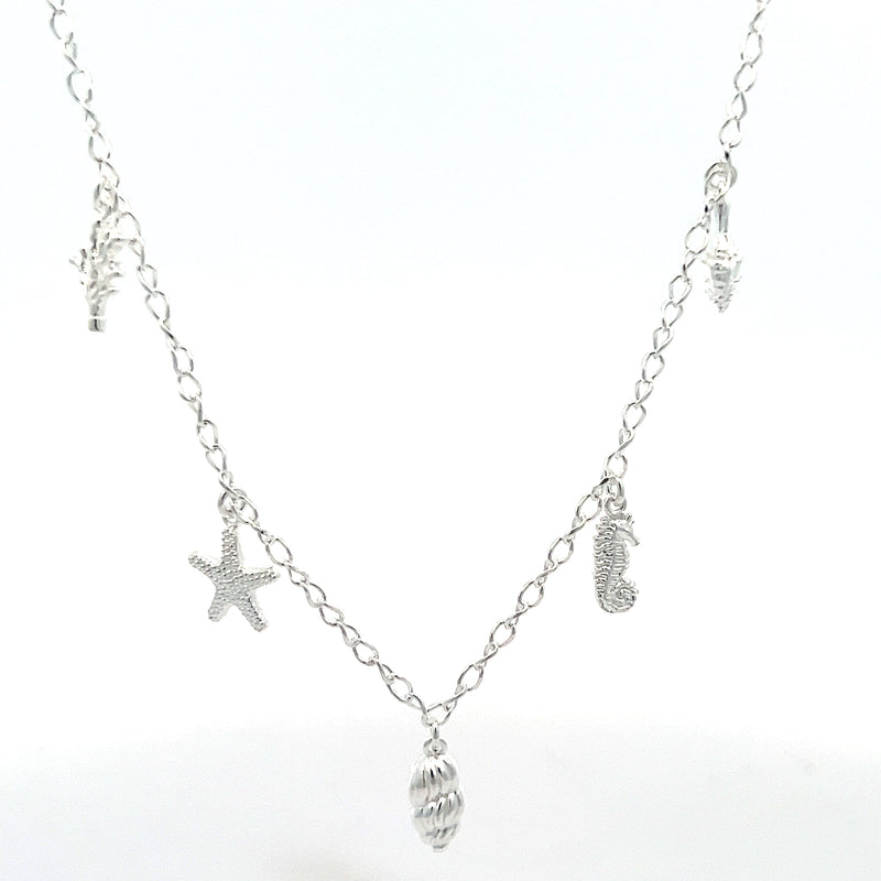 Beach Babe Charm Necklace - Sterling Silver 63896P - Net