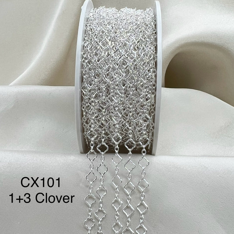 CX101 - 4.1mm Clover + Cable Link (3+1) Chain by the foot