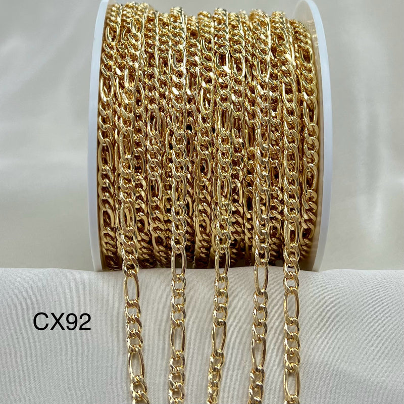 CX92 - 3.7mm Wide Figaro Chain by the foot