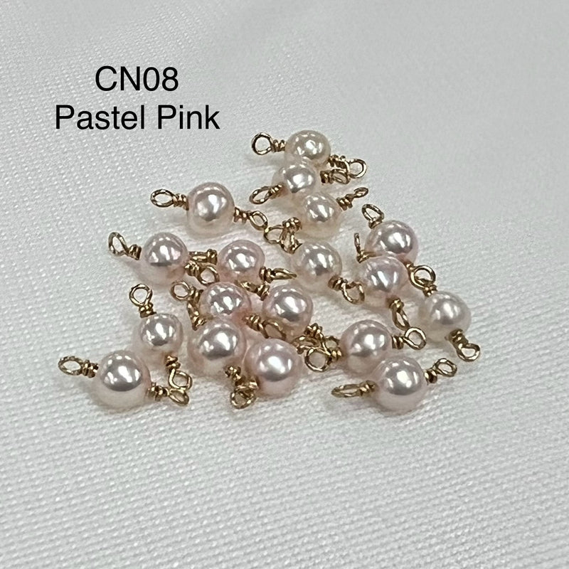 CN08 Pastel Pink Freshwater Pearl 5.5-6.5mm Connecters (Pack of 3)