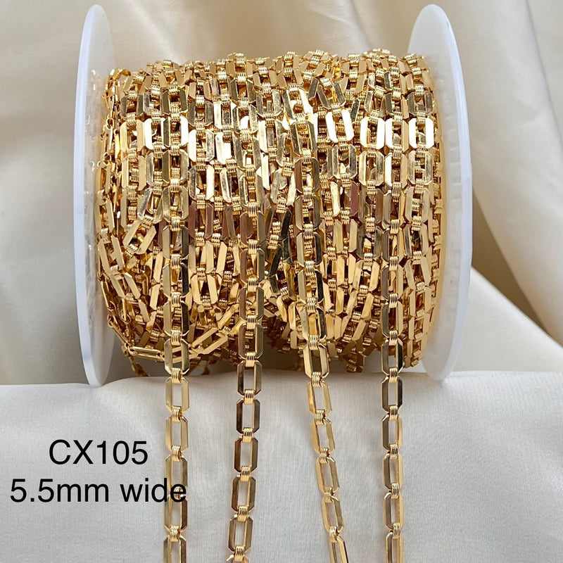 CX105 - Alternating Rectangle Bracelet Chain by the foot