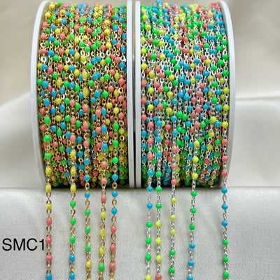 CX26 - Rainbow Multicolor Enamel Satellite Chain by the foot (24GA JR)