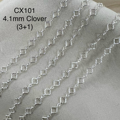 CX101 - 4.1mm Clover + Cable Link (3+1) Chain by the foot