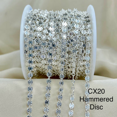 CX20: 4mm Hammered Disc Chain - by the foot