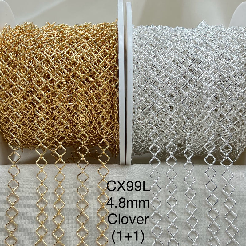 CX99L - 4.8mm Clover + Cable Link (1+1) Chain by the foot