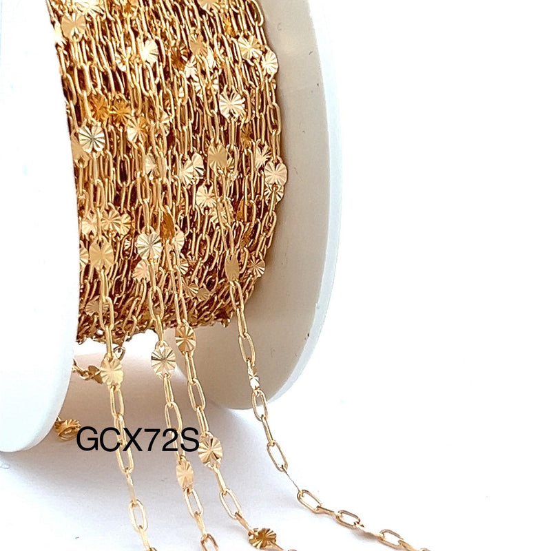 14kt Gold - GCX72S (3+1) Starlight + Paperclip Chain