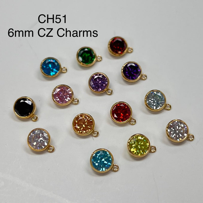 CH51 - 6mm CZ Charms (Pack of 2)