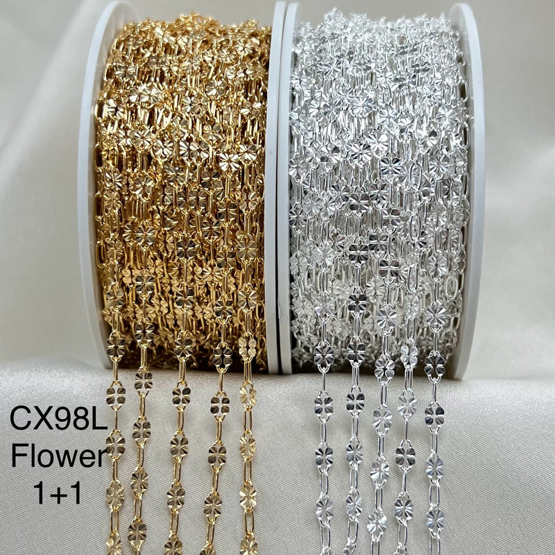 CX98L (1+1): 3.2mm Flower + Paperclip - Chain by the foot