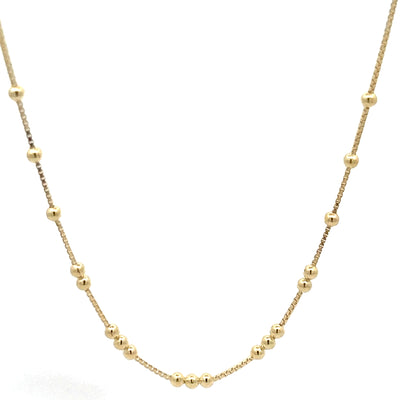 Dainty Beaded Box Chain - Sterling Silver Gold Plated