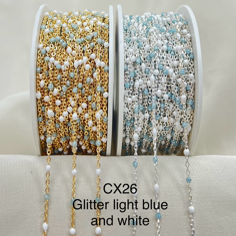 CX26: Multicolor Enamel Satellite Chain - by the foot