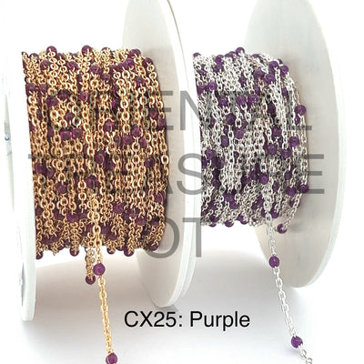 CX25: 15mm Space Transparent Enamel Satellite Chain by the foot (24GA Jump Ring)