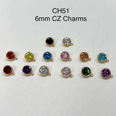 CH51 - 6mm CZ Charms (Pack of 2)