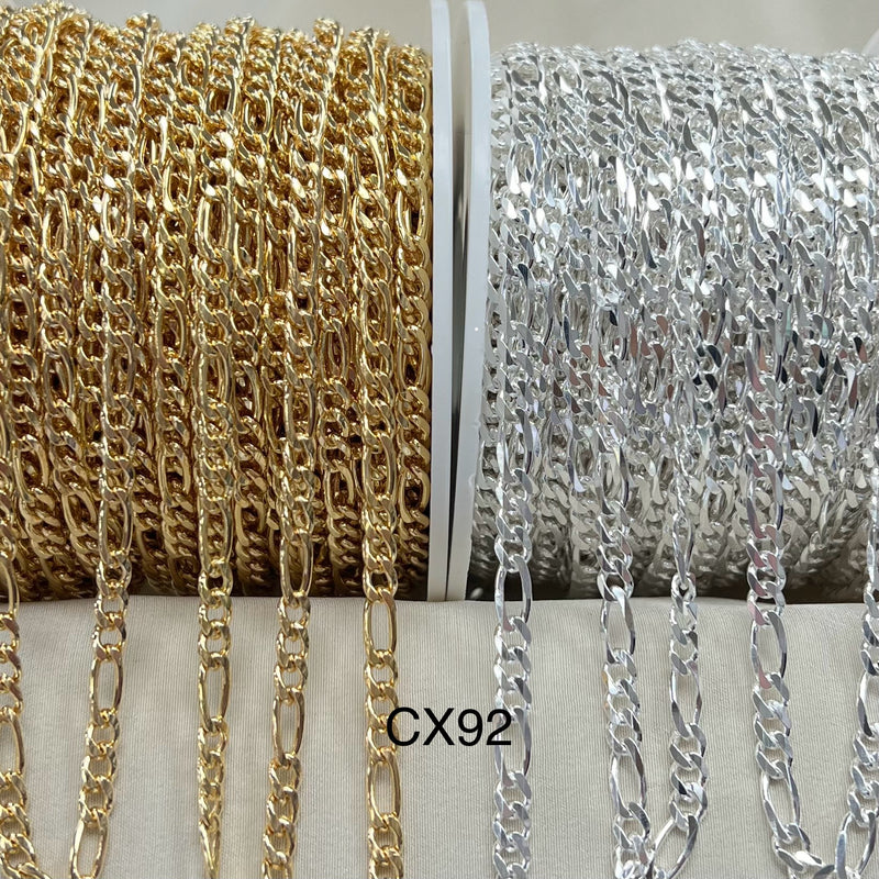 CX92 - 3.7mm Wide Figaro Chain by the foot