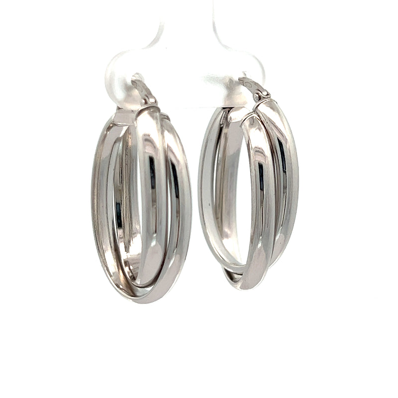 Oval Interlocking Hoops - Sterling Silver - 5036