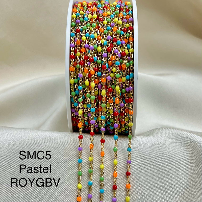 CX26 - Rainbow Multicolor Enamel Satellite Chain by the foot (24GA JR)