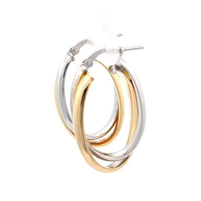 Oval Two Tone Hoops - Sterling Silver 5036