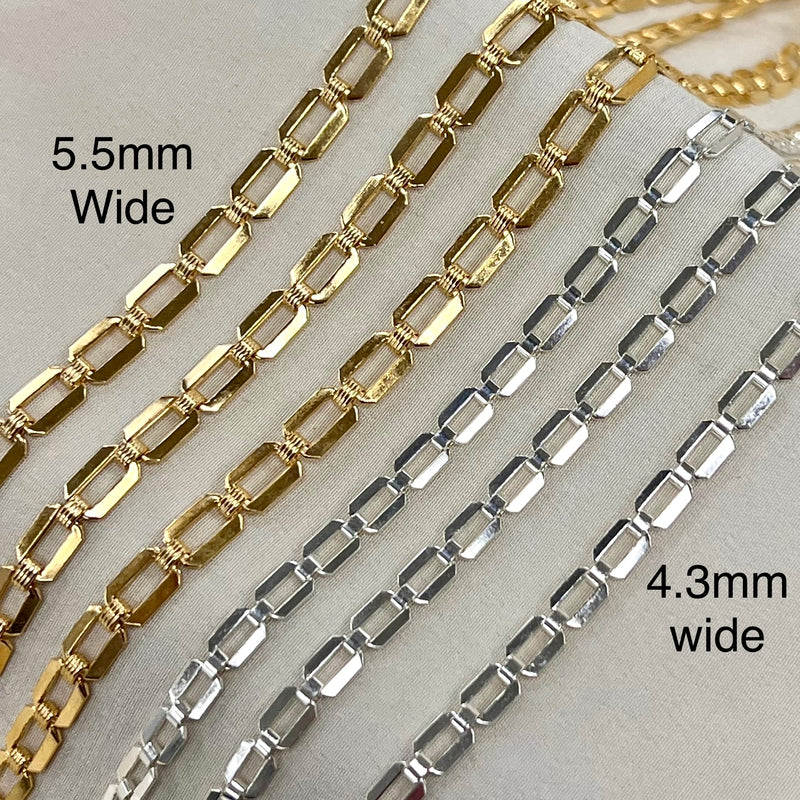 CX105 - Alternating Rectangle Bracelet Chain by the foot