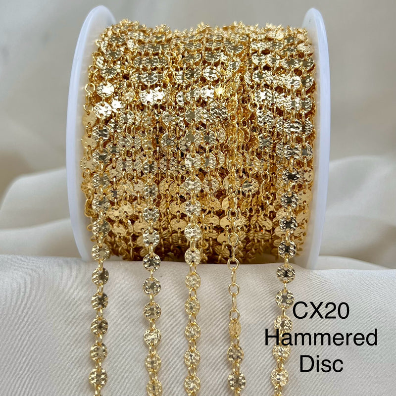 CX20: 4mm Hammered Disc Chain - by the foot