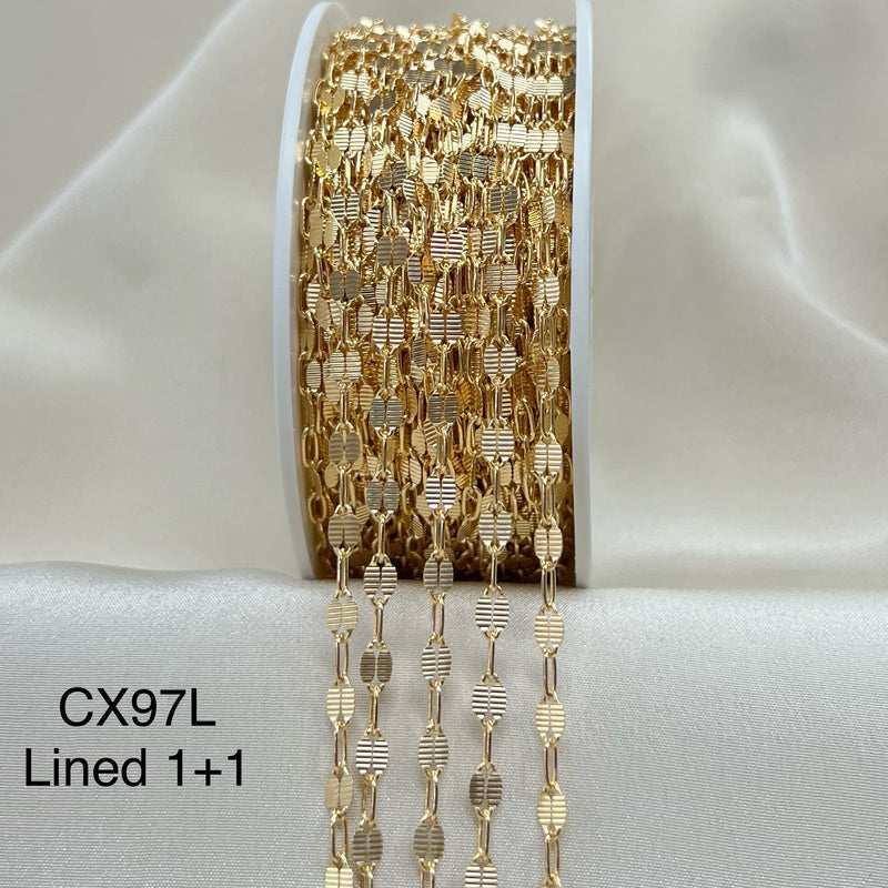 CX97L: 3.2mm Lined + Paperclip (1+1) Chain by the foot