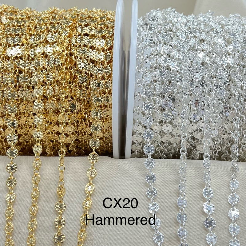 CX20: 4mm Hammered Disc Chain - by the foot