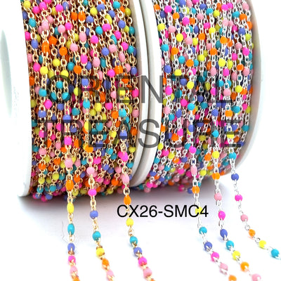 CX26 - Rainbow Multicolor 3mm Space Enamel Satellite Chain by the foot (24GA JR)