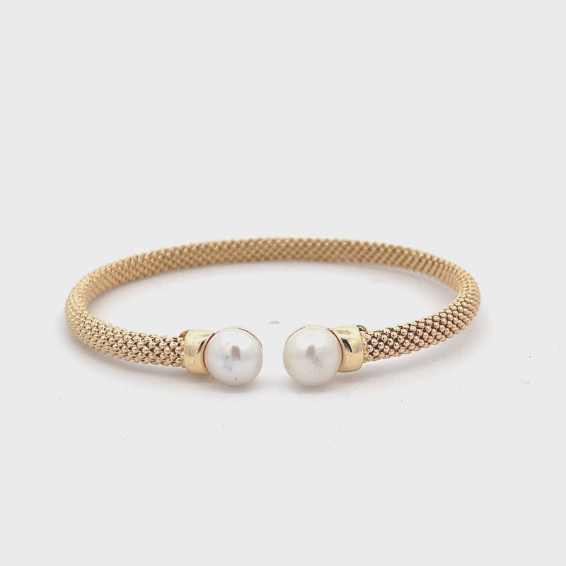 Freshwater Pearl Woven Cuff - Sterling Silver