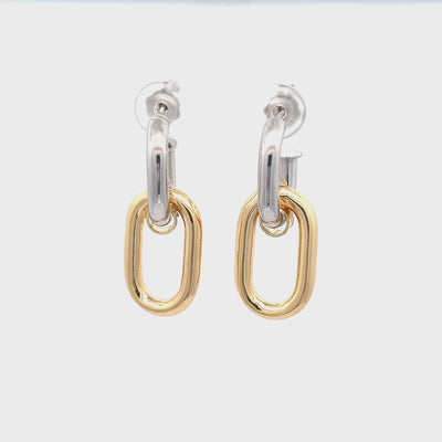 Paperclip Earrings -Two Tone - Sterling Silver 5034